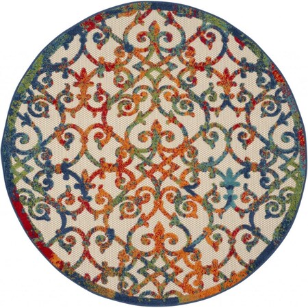 Palacedesigns 4 ft. Round Rainbow Colored Indoor & Outdoor Area Rug PA3665981